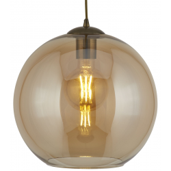 BALLS 1 LIGHT ROUND PENDANT (25CM DIA), AMBER GLASS, ANTIQUE BRASS