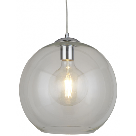BALLS 1 LIGHT ROUND PENDANT (30CM DIA), CLEAR GLASS, CHROME