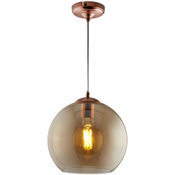 BALLS 1 LIGHT ROUND PENDANT (30CM DIA), AMBER GLASS, ANTIQUE BRASS
