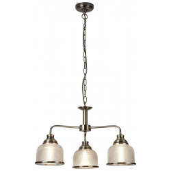 BISTRO II - 3 LIGHT CEILING, ANTIQUE BRASS, HALOPHANE GLASS