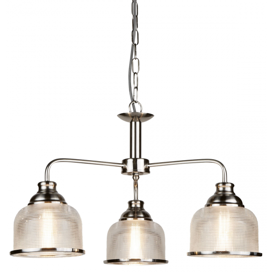 BISTRO II - 3 LIGHT CEILING, SATIN SILVER, HALOPHANE GLASS