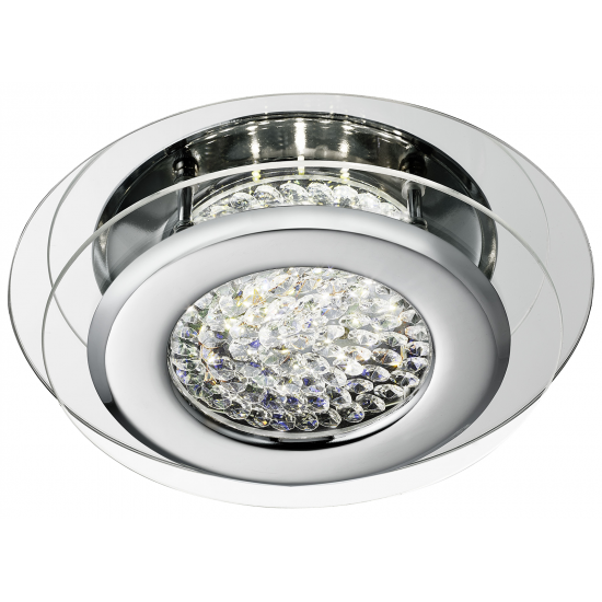 VESTA CHROME LED FLUSH LIGHT WITH CRYSTAL CENTRE DECORATION
