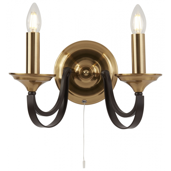 BELFRY 2LT WALL LIGHT - DARK BRONZE & BROWN