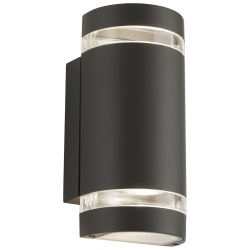 2LT OUTDOOR CURVED WALL BRACKET (GU10 LED LAMP INCLUDED), GREY, CLLEAR DIFFUSER