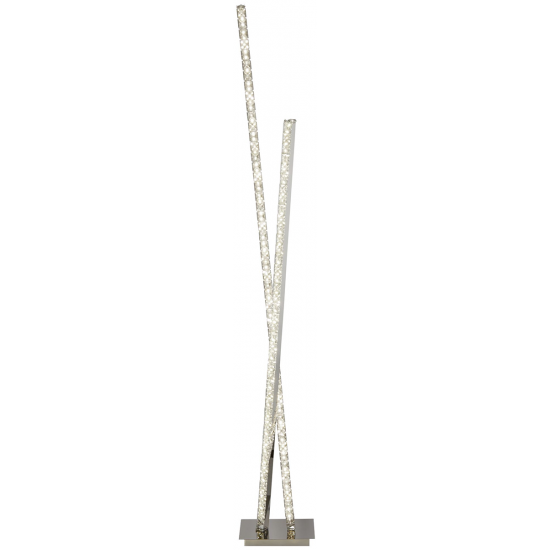 2 LIGHT LED COLUMN FLOOR LAMP, CLEAR CRYSTAL TRIM, CHROME