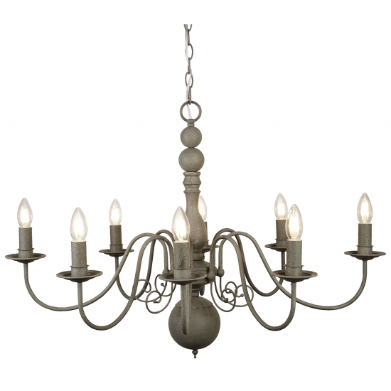 GREYTHORNE STEEL 8 LIGHT FITTING WITH TEXTURED GREY FINISH