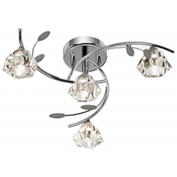SIERRA CHROME 4 LIGHT SEMI-FLUSH FITTING WITH SCULPTURED GLASS SHADES
