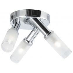 IP44 CHROME 3 LIGHT SPOTLIGHT WITH FROSTED GLASS SHADES