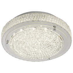 VESTA CHROME GLASS LED FLUSH LIGHT WITH CRYSTAL CENTRE DECORATION