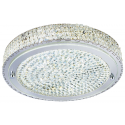 VESTA LED CEILING FLUSH (DIA 40CM), CHROME, CLEAR CRYSTAL CENTRE DECO
