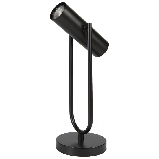 1 LIGHT SPOTLIGHT CYLINDER SHADE TABLE LAMP, MATT BLACK, ADJUSTABLE HEAD