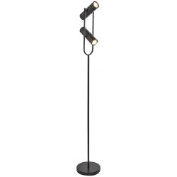 2 LIGHT SPOTLIGHT CYLINDER SHADE FLOOR LAMP, MATT BLACK, ADJUSTABLE HEAD
