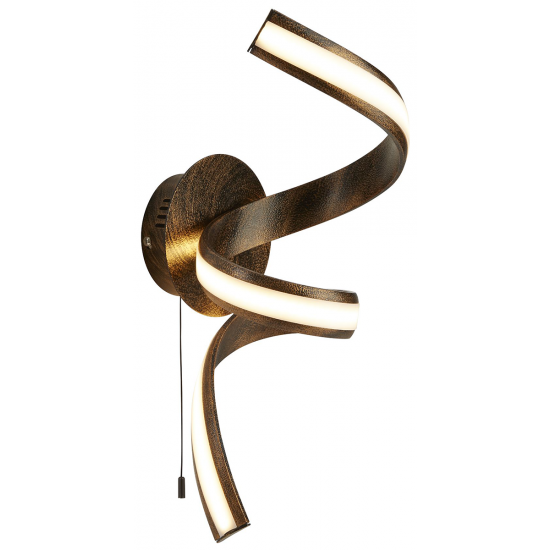 LED TWIST WALL BRACKET, RUSTIC BROWN/GOLD