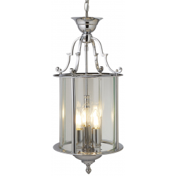 CHROME 3 LIGHT LANTERN WITH BEVELLED GLASS PANELS
