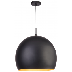 INDUSTRIAL PENDANT - 1LT 40CM MATT BLACK BALL PENDANT, GOLD INTERIOR