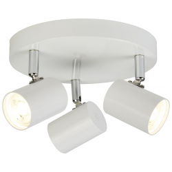 3 LIGHT CYLINDER HEAD SPOT PLATE, WHITE & CHROME