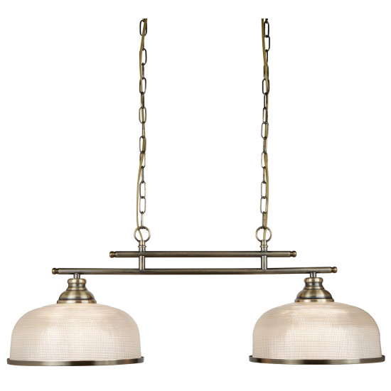 Bistro II 2Lt Pendant- Antique Brass & Holophane S