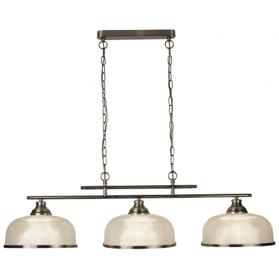 Bistro II 3Lt Pendant-Antique Brass & Holophane St