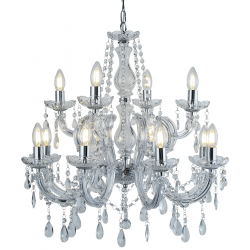 Marie Therese 12Lt Chandelier - Chrome Metal & Cle