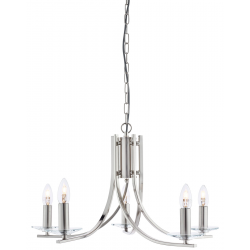 Ascona 5Lt Pendant -  Satin Silver & Clear Glass S