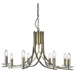 Ascona 8Lt Pendant - Antique Brass Metal & Glass