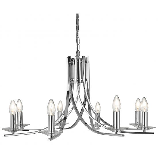 Ascona 8Lt Pendant - Chrome Metal & Glass