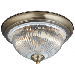 American Diner Flush -Antique Brass & Clear Glass