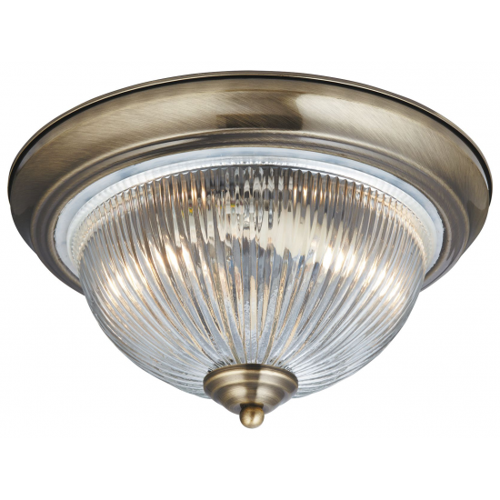 American Diner Flush -Antique Brass & Clear Glass