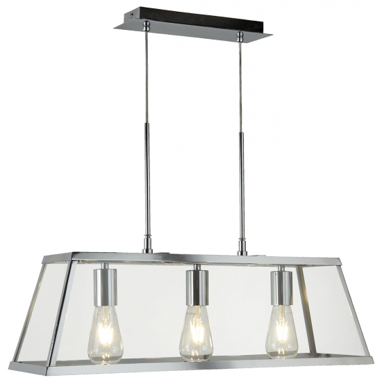 Voyager 3Lt Bar Pendant - Chrome Metal & Glass