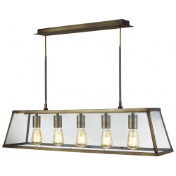 Voyager  5Lt Bar Pendant - Antique Brass Metal & G