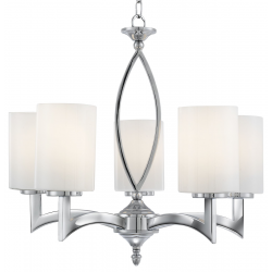 Gina 5Lt Pendant - Chrome & White Glass Shades