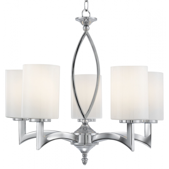 Gina 5Lt Pendant - Chrome & White Glass Shades