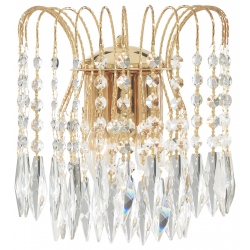 Waterfall 2Lt Wall Light  - Gold Metal & Crystal
