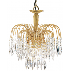 Waterfall 3Lt Pendant - Gold Metal & Crystal