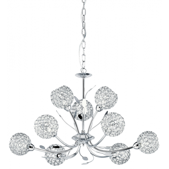 Bellis II 9Lt Pendant - Chrome & Clear Glass