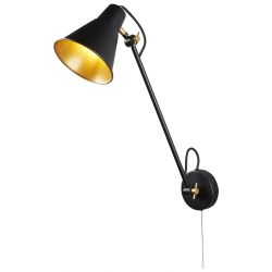 Swing Arm  Wall Light  - Matt Black & Gold Metal