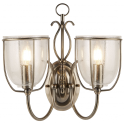 Silhouette 2Lt Wall Light - Antique Brass & Seeded