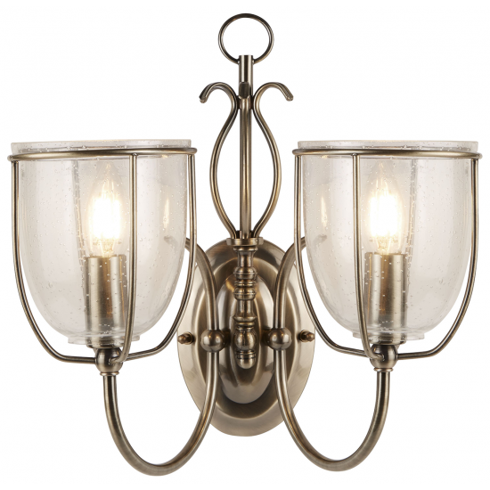 Silhouette 2Lt Wall Light - Antique Brass & Seeded