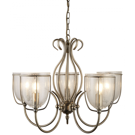 Silhouette 5Lt Pendant - Antique Brass Metal & See
