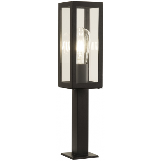 Box Outdoor Post - Black Metal & Clear Glass