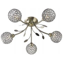 Bellis II 5Lt Semi-Flush -Antique Brass & Clear Gl