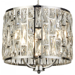 Bijou  3Lt Pendant - Chrome Metal & Crystal Glass