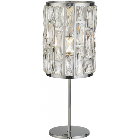 Bijou Table Lamp - Chrome Metal & Crystal Glass