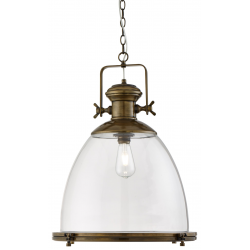 Industrial Pendant - Antique Brass & Clear Glass