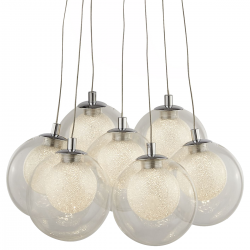 Cluster 7Lt Pendant - Chrome Metal & Clear & Cryst