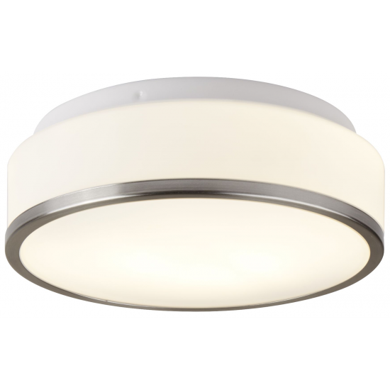 Cheese 2Lt Flush - Satin Silver Metal & White Glas