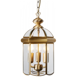 Bevelled Lantern 3Lt Pendant - Antique Brass Metal