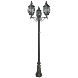 Bel Aire Outdoor Post - Black Metal & Clear Glass