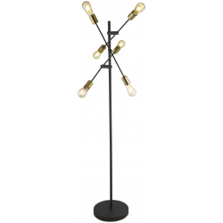 Armstrong  6Lt Floor Lamp - Black & Satin Brass Me
