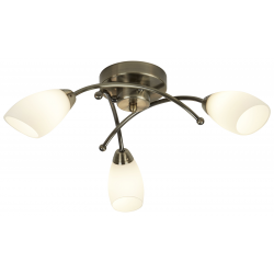 Opera 3Lt Flush - Antique Brass Metal & Opal Glass